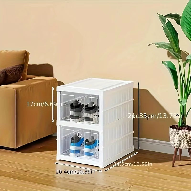 1/2/3/6/9 Layer Transparent Shoe Cabinet, Foldable Sports Shoe Storage Box with Door, Multi-Purpose