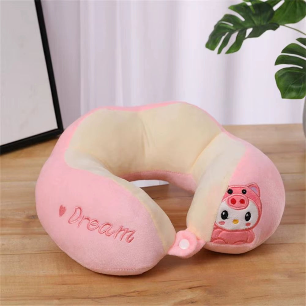 U-Shaped Pillow Cute Headrest Pillow Neck Car Sleeping Pillow Household Neck Protection Detachable Washable Neck Pillow