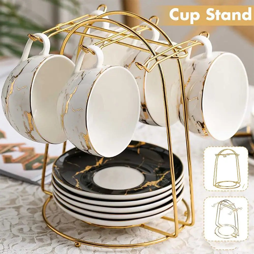 4/6 Cups Golden Cups Holders Rack Home Kitchen Tabletop Coffee Mug Holder Storage Organizer Rack