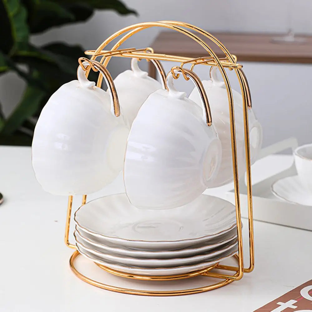 4/6 Cups Golden Cups Holders Rack Home Kitchen Tabletop Coffee Mug Holder Storage Organizer Rack