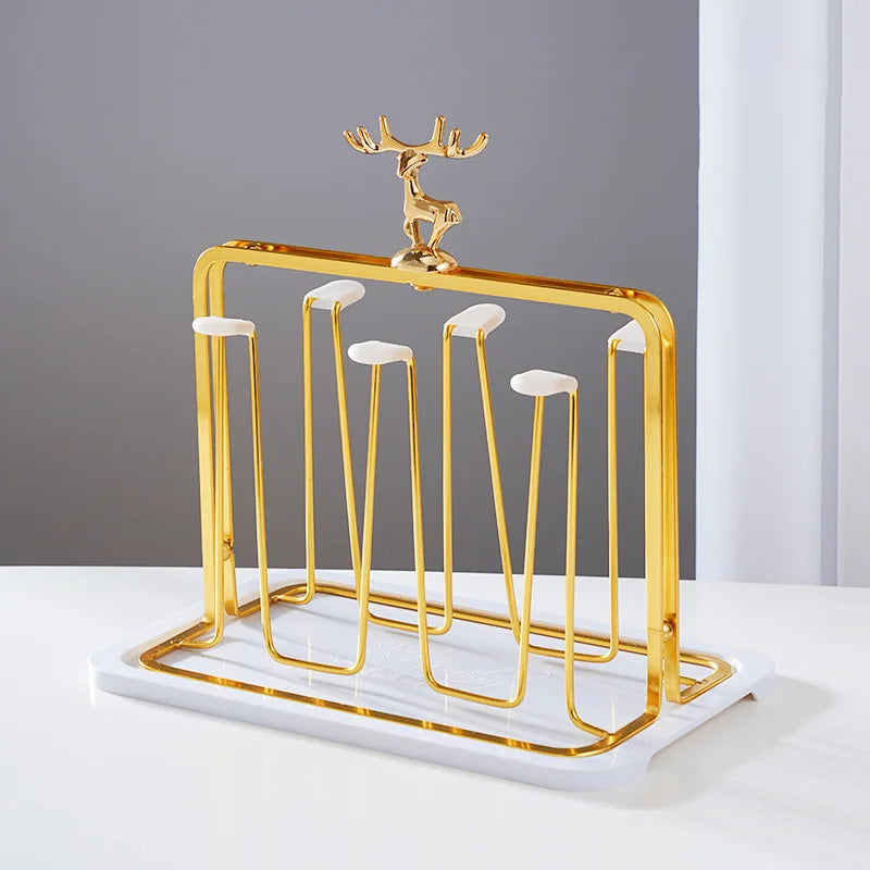Cup Storage Rack Nordic Reindeer Decorative Iron Cups Holders Household Water Cup Storage Drain Cup Holder
