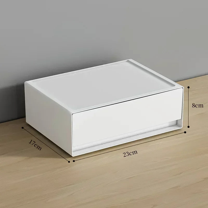 Stackable White Storage Drawer Desktop Storages Box Drawer School Sundries Stationery Storages Organizer Home Desk Supplies
