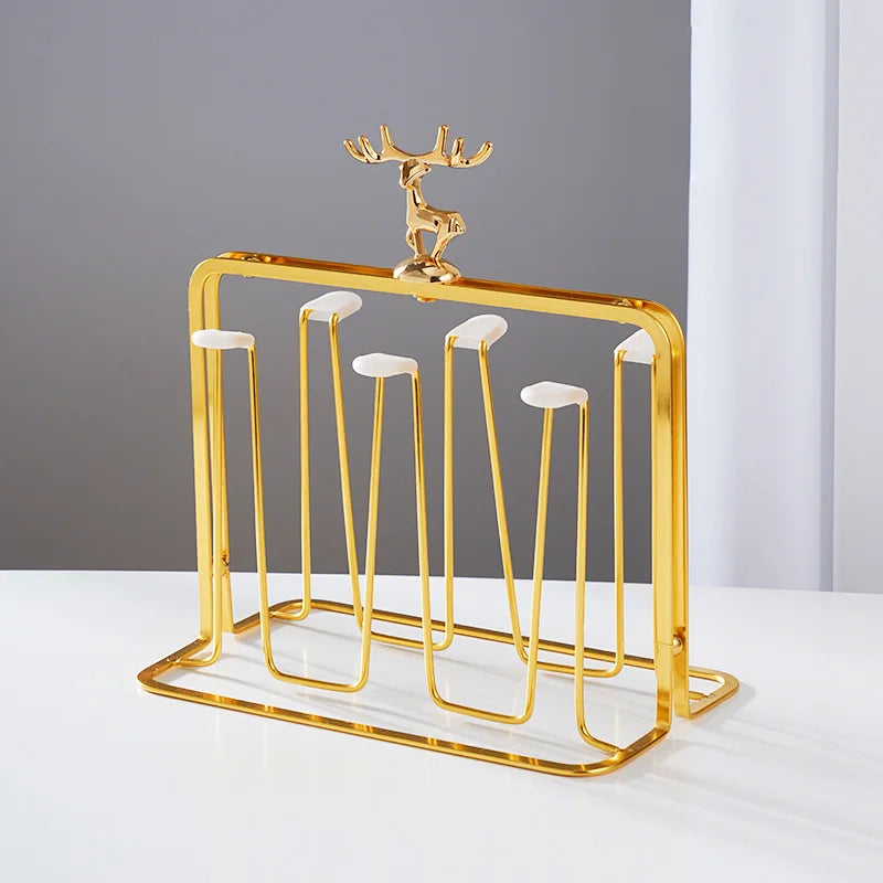 Cup Storage Rack Nordic Reindeer Decorative Iron Cups Holders Household Water Cup Storage Drain Cup Holder