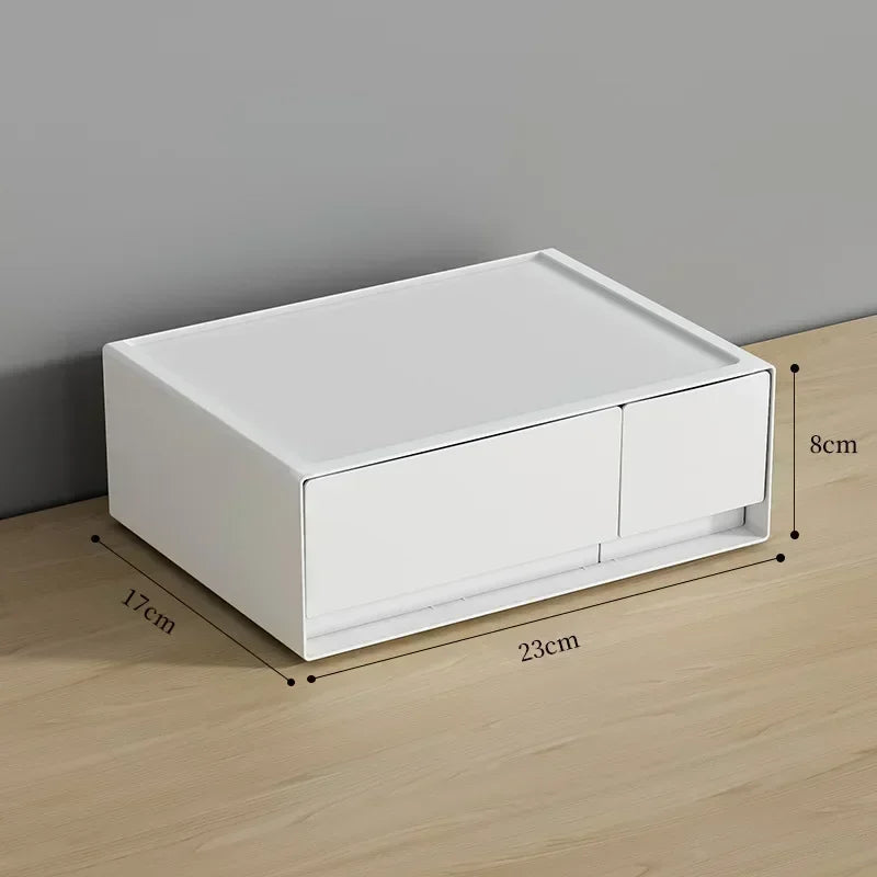 Stackable White Storage Drawer Desktop Storages Box Drawer School Sundries Stationery Storages Organizer Home Desk Supplies