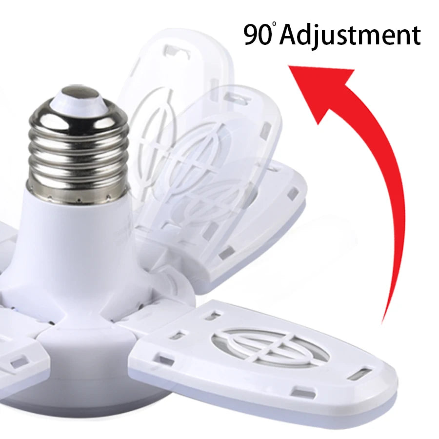 Smart LED Bulb Fan Blade Foldable E27 220V 28W Remote Control Leaf Lamp Timing Function for Living Room Bedroom Galley