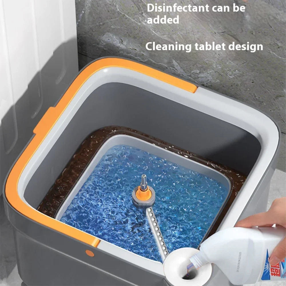 Lazy Floor Floating Mop Water Separation 360 Rotating Household Cleaning Mop Microfiber Spin Mop with Bucket Automatic Floor Mop