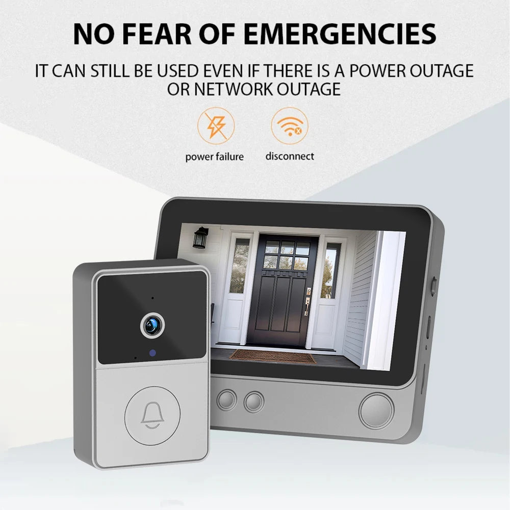 2.4Ghz Wireless Two Way Audio Intercom Infrared Night Vision Door Monitoring Doorbell Video Camera 4.3" IPS Screen 640X480P View