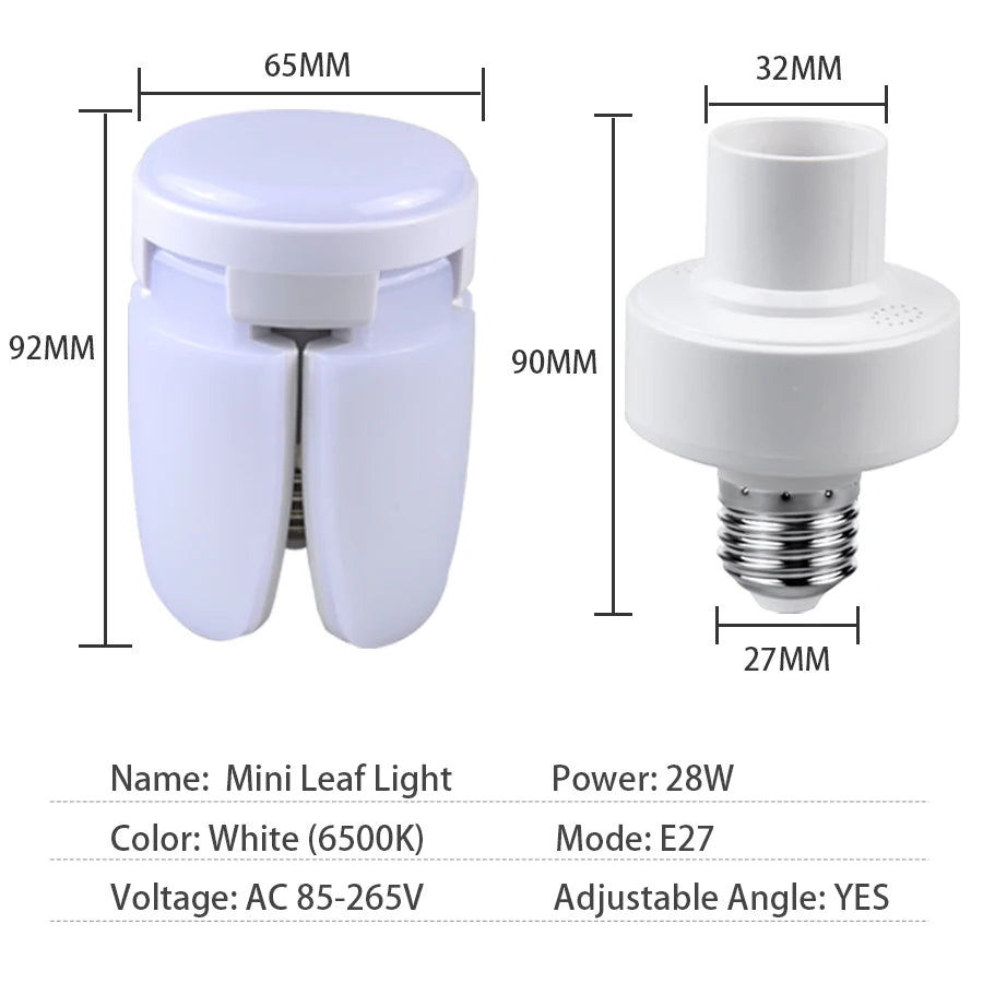 Smart LED Bulb Fan Blade Foldable E27 220V 28W Remote Control Leaf Lamp Timing Function for Living Room Bedroom Galley
