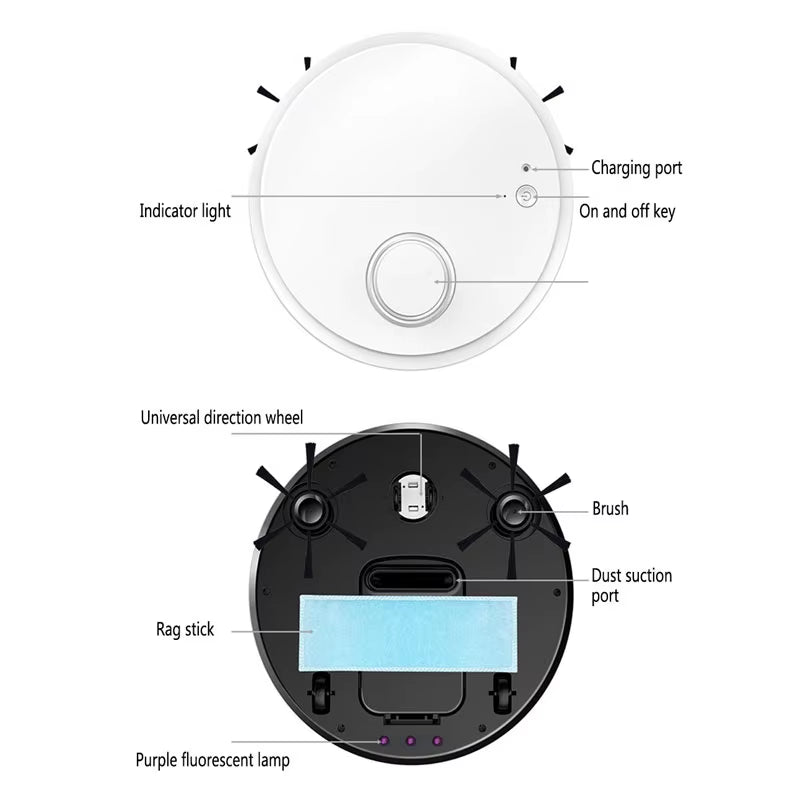NEW Automatic Robot Vacuum Cleaner 3-In-1 Smart Wireless Sweeping Wet and Dry Ultra-Thin Cleaning Machine Mopping Smart Home