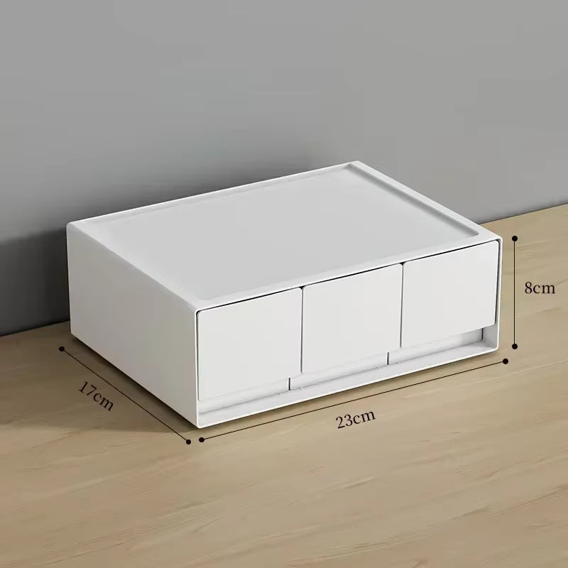 Stackable White Storage Drawer Desktop Storages Box Drawer School Sundries Stationery Storages Organizer Home Desk Supplies