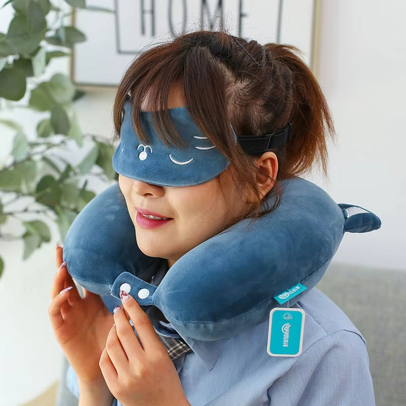 Travel Pillow Portable Comfortable Neck Support Pillow for Adults and Kids Cute Neck Pillow for Sleeping Traveling and Camping