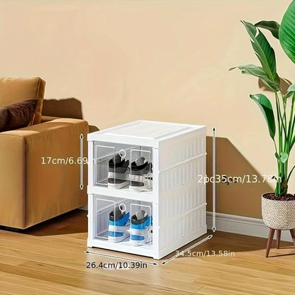 1/2/3/6/9 Layer Transparent Shoe Cabinet, Foldable Sports Shoe Storage Box with Door, Multi-Purpose